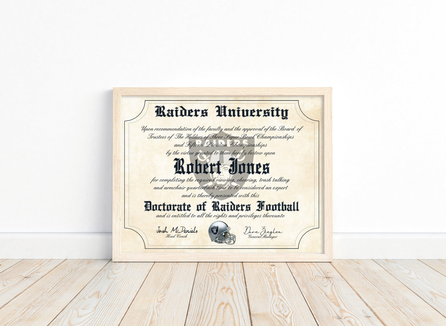 Raiders Ultimate Football Fan Personalized Diploma