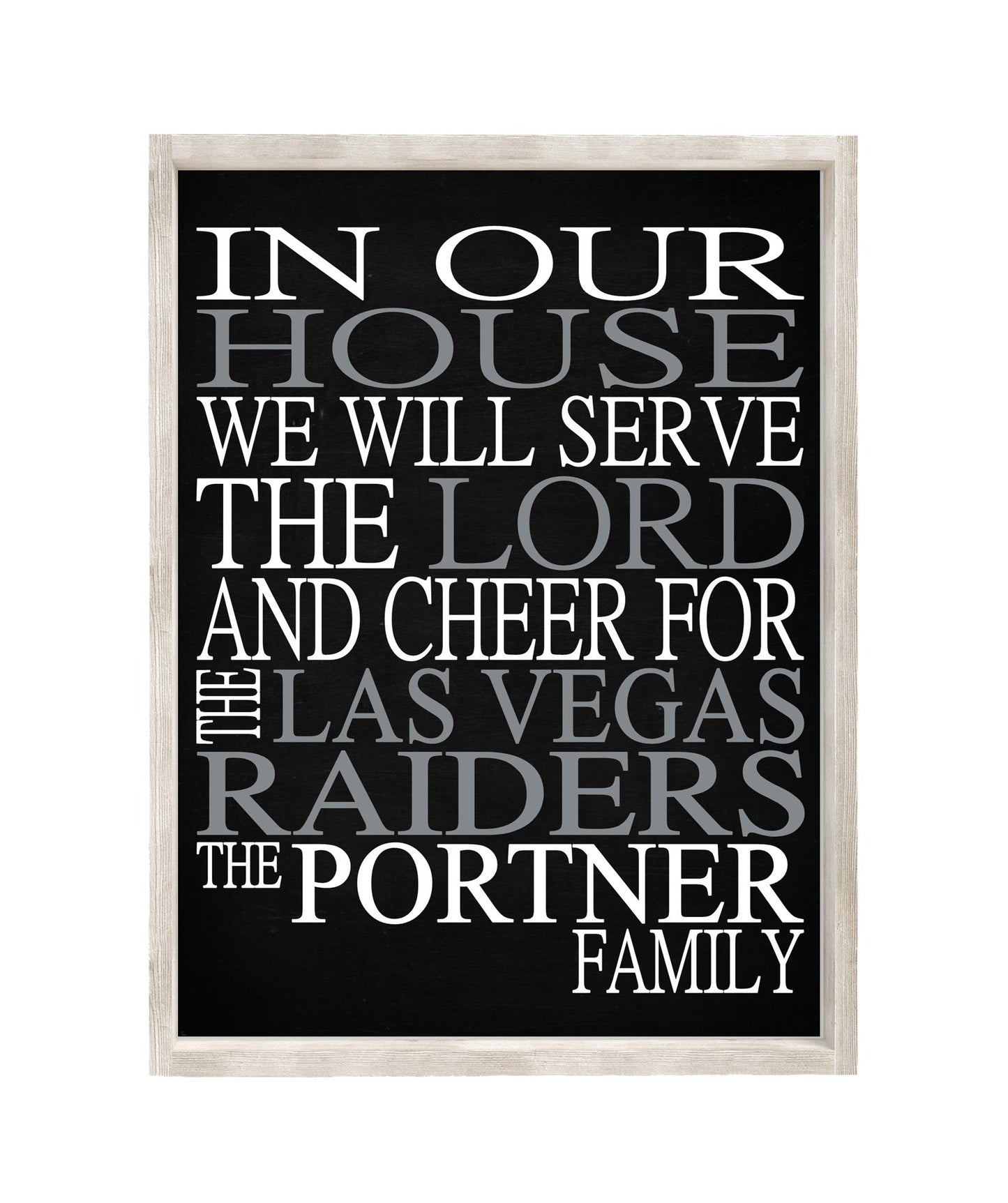 In Our House We Will Serve The Lord And Cheer for The Las Vegas Raiders personalized print - Christian gift sports art - multiple sizes