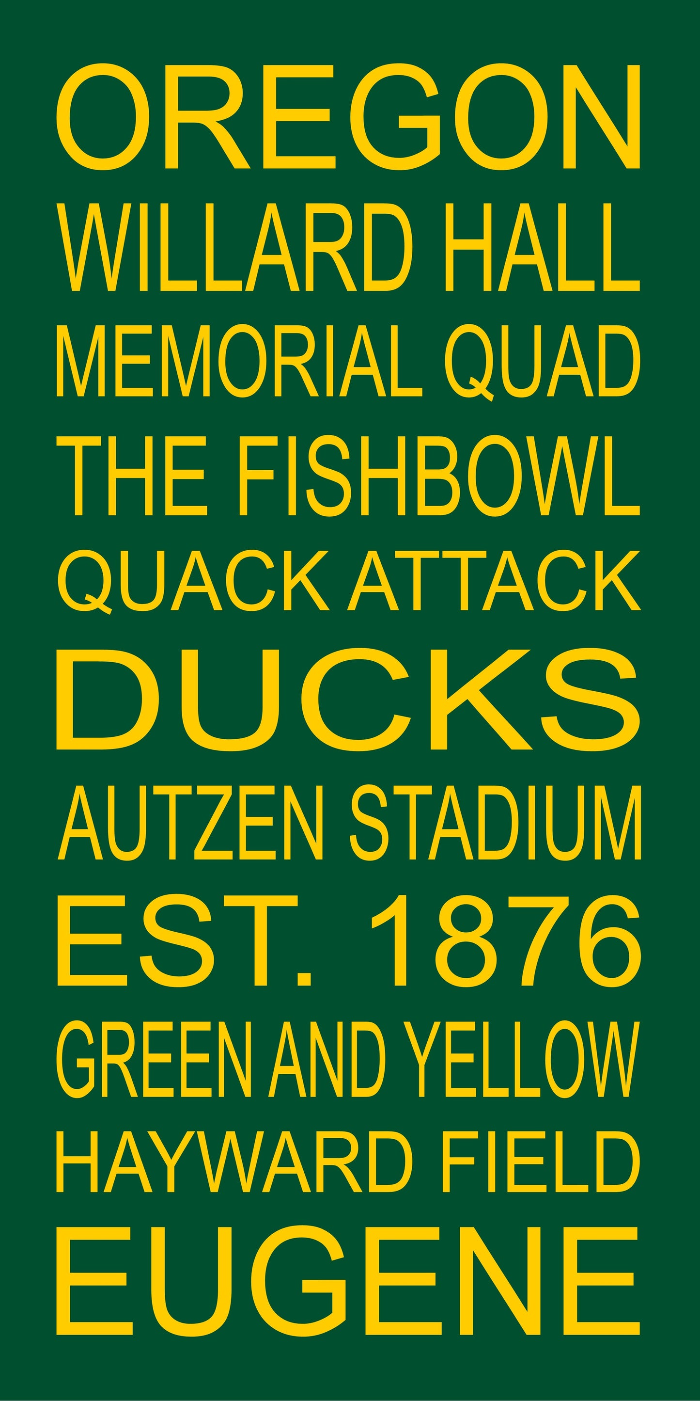 Oregon Ducks Subway Wall Art Print