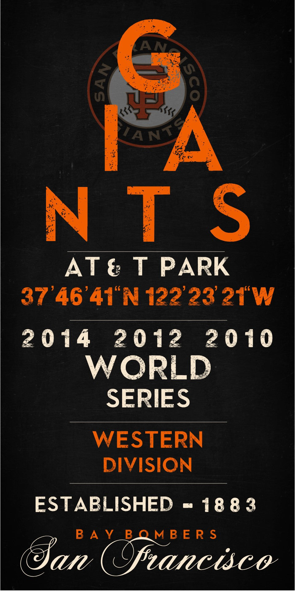 San Francisco Giants - Eye Chart chalkboard print - sports, Baseball, gift for fathers day, subway sign - Eyechart wall art