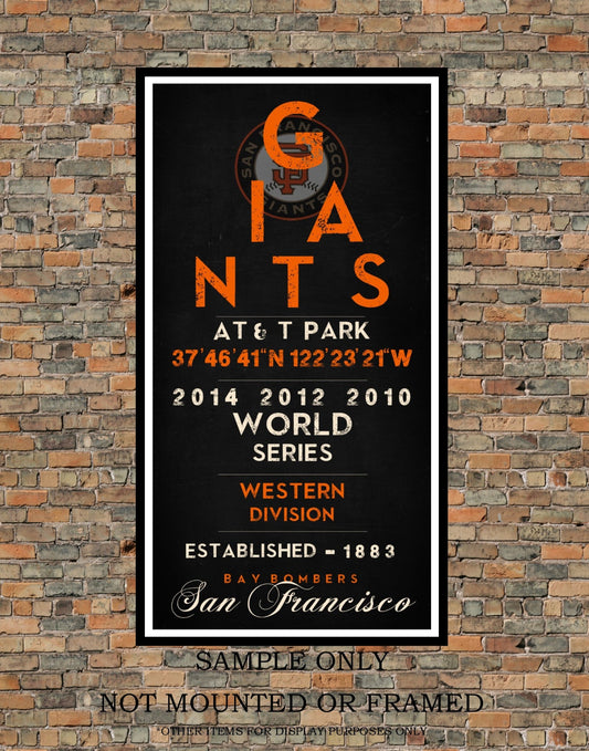 San Francisco Giants - Eye Chart chalkboard print - sports, Baseball, gift for fathers day, subway sign - Eyechart wall art