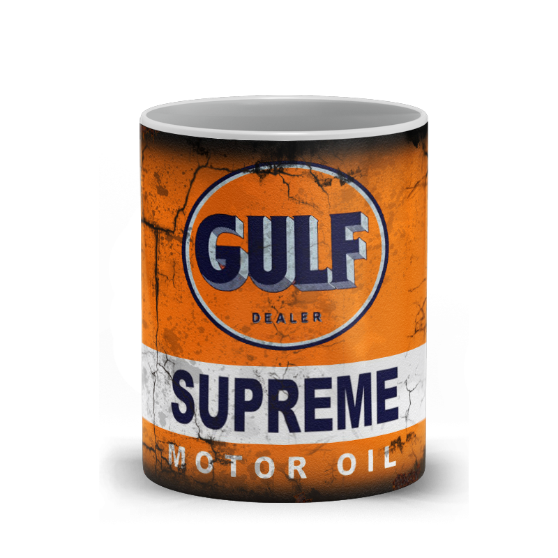 Gulf Supreme Motor Oil Vintage Distressed Retro Cool Mug