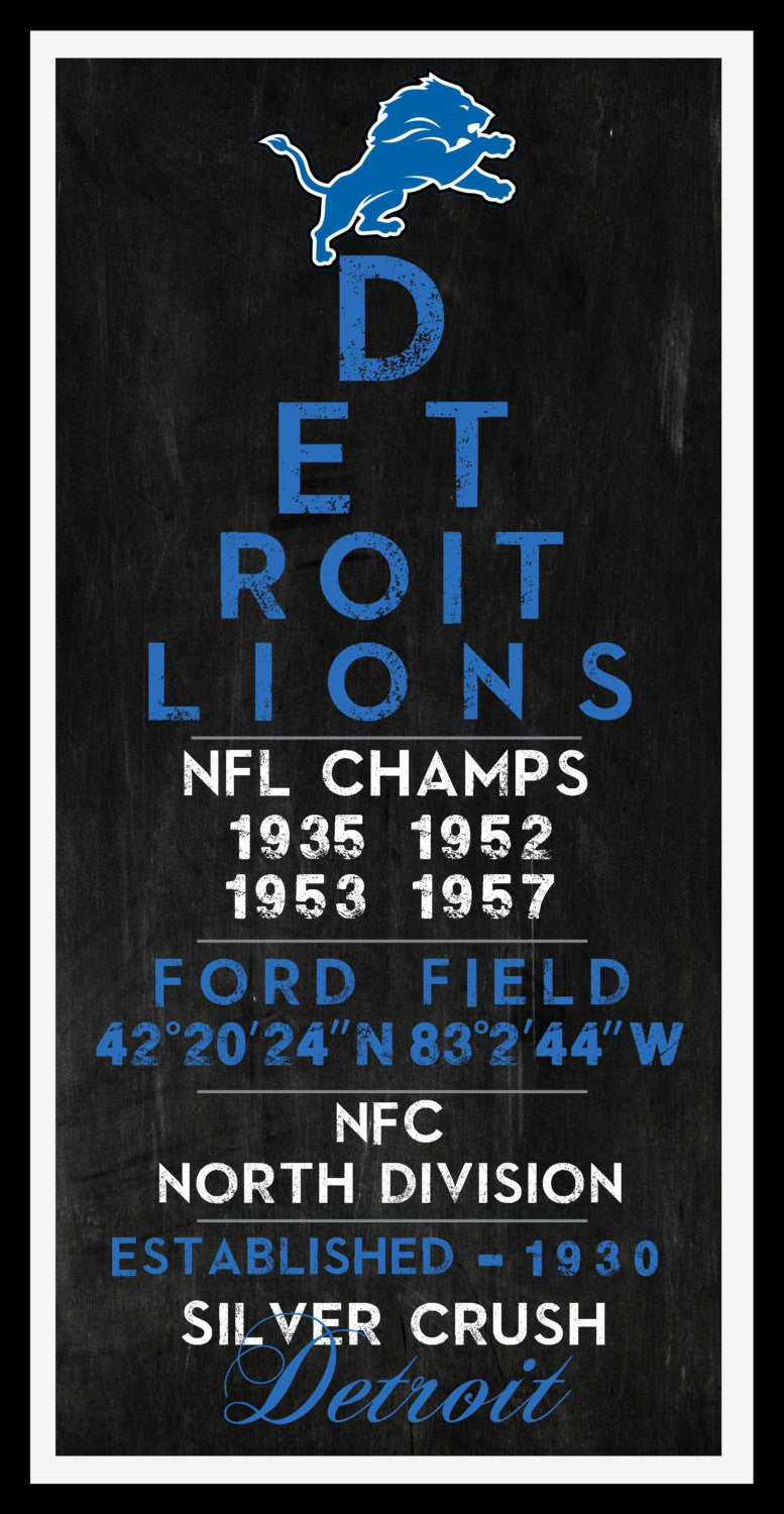 Detroit Lions - Eye Chart chalkboard print - sports, football, gift for fathers day, subway sign - Eyechart wall art