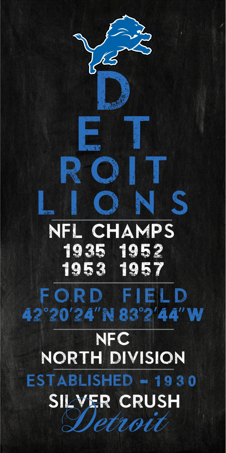 Detroit Lions - Eye Chart chalkboard print - sports, football, gift for fathers day, subway sign - Eyechart wall art