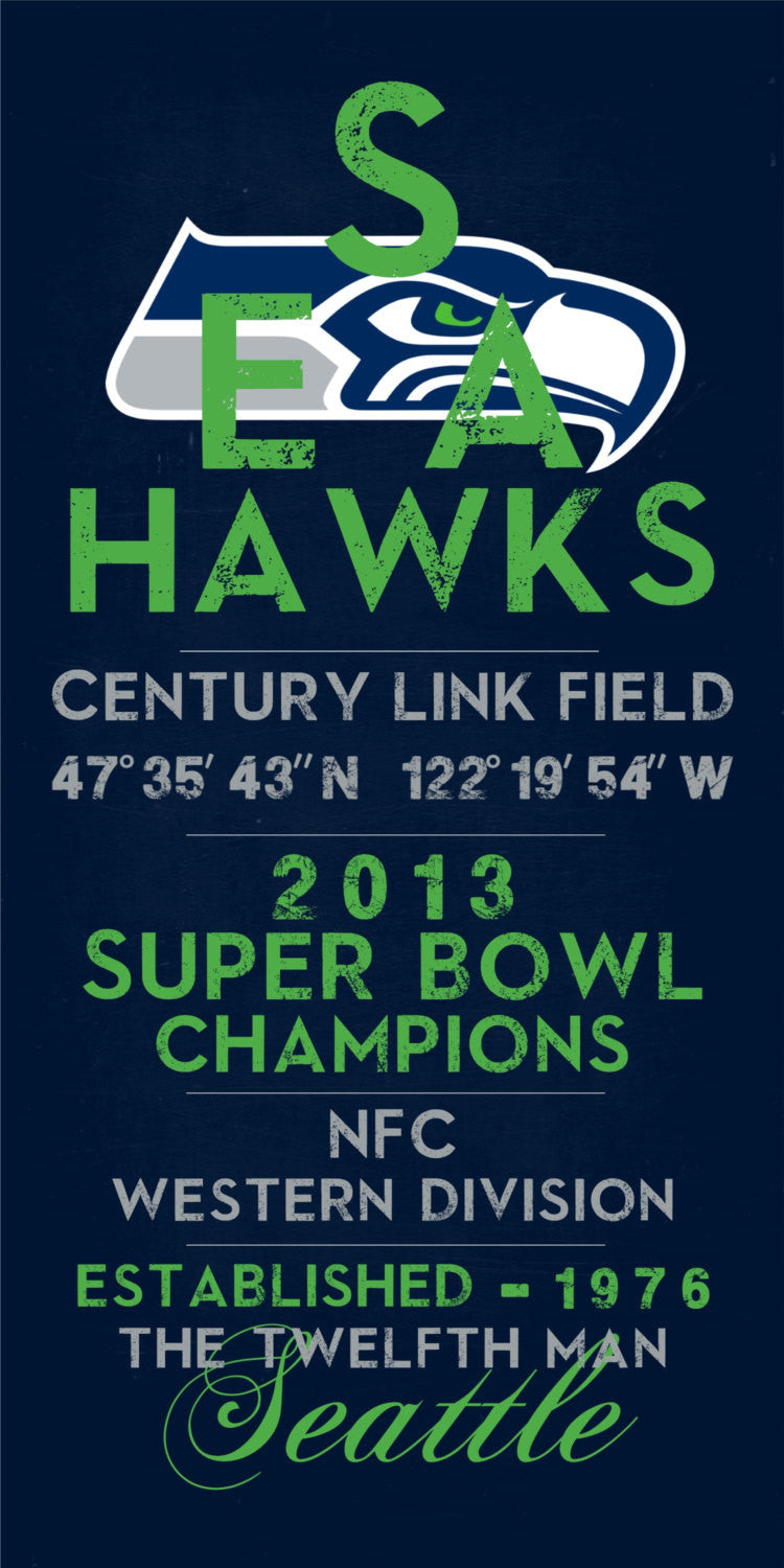 Seattle Seahawks - Eye Chart chalkboard print - sports, football, gift for fathers day, subway sign - Eyechart wall art